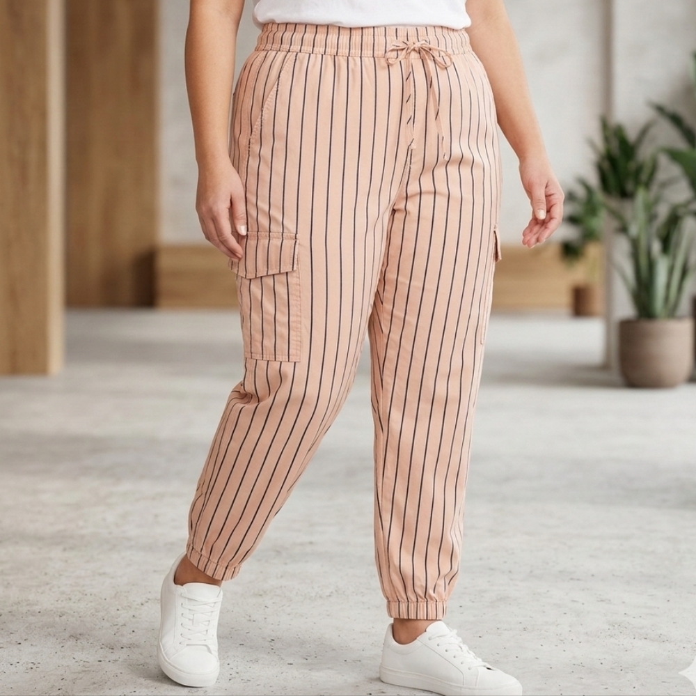 LOFT Outlet Striped Cargo Jogger Pants NWT Size XL